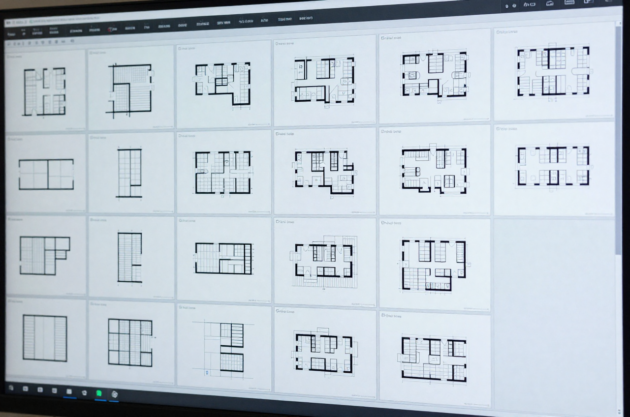 Dynamo로 일괄 생성한 다수의 Revit 시트 배치 화면