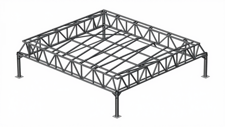 철골 트러스 지붕 골조 3D BIM 모델