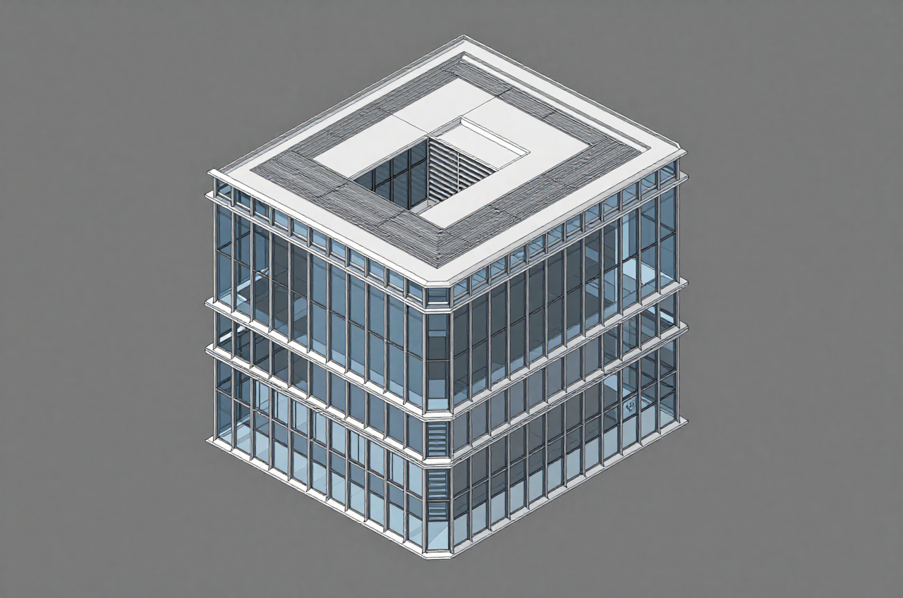 유리 커튼월 외피 3D BIM 모델