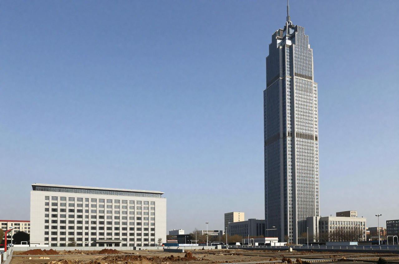 같은 크기 대지에 지은 저층 건물과 고층 건물 비교