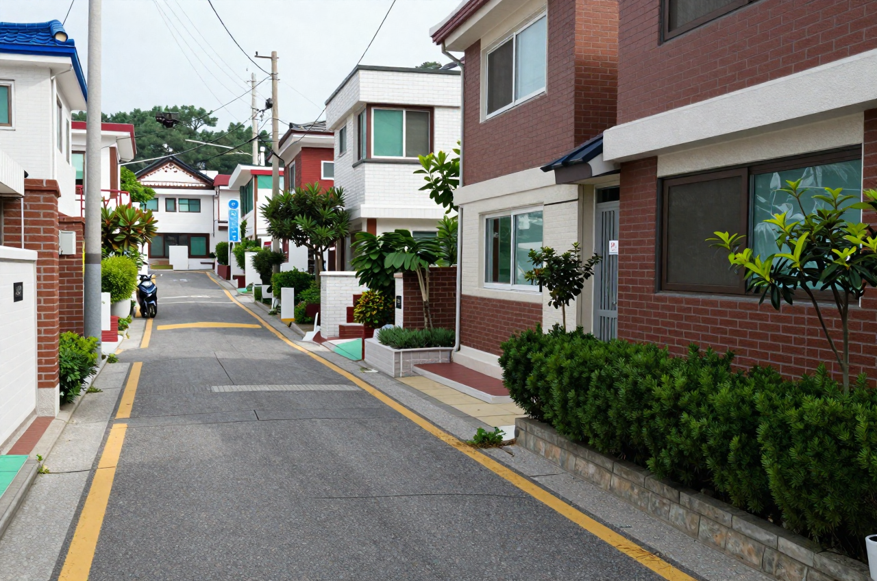 도로에서 후퇴해 배치한 주택