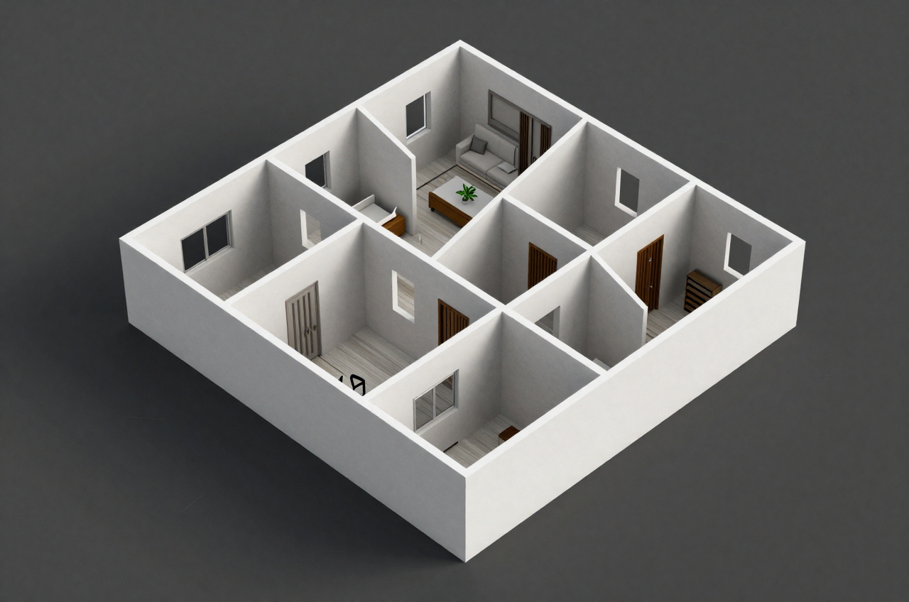 한 개 반복 세대 모듈의 3D 아이소메트릭 모델