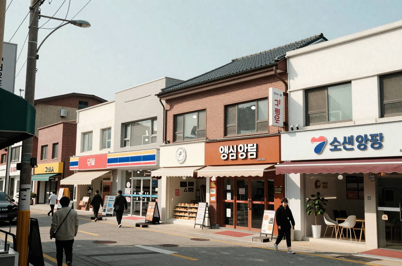 소규모 점포가 늘어선 동네 상가 거리