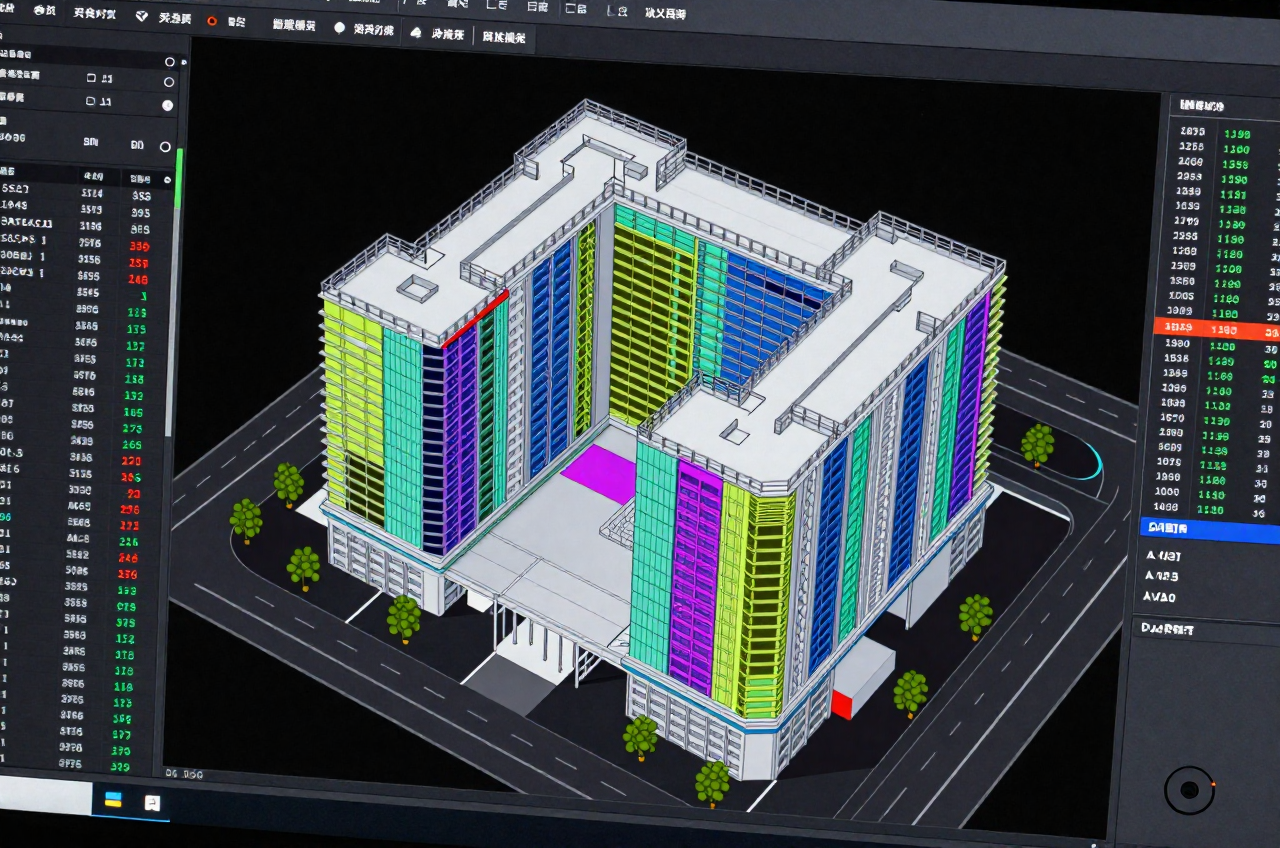 3D BIM 모델의 파라메트릭 요소와 데이터 일람표 시각화